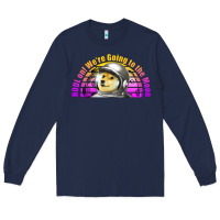 Navy doge coin hodl on we're going to the moon retro sunset Long Sleeve Tee - Jasminsmagicworld