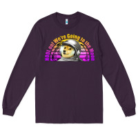 Plum doge coin hodl on we're going to the moon retro sunset Long Sleeve Tee - Jasminsmagicworld