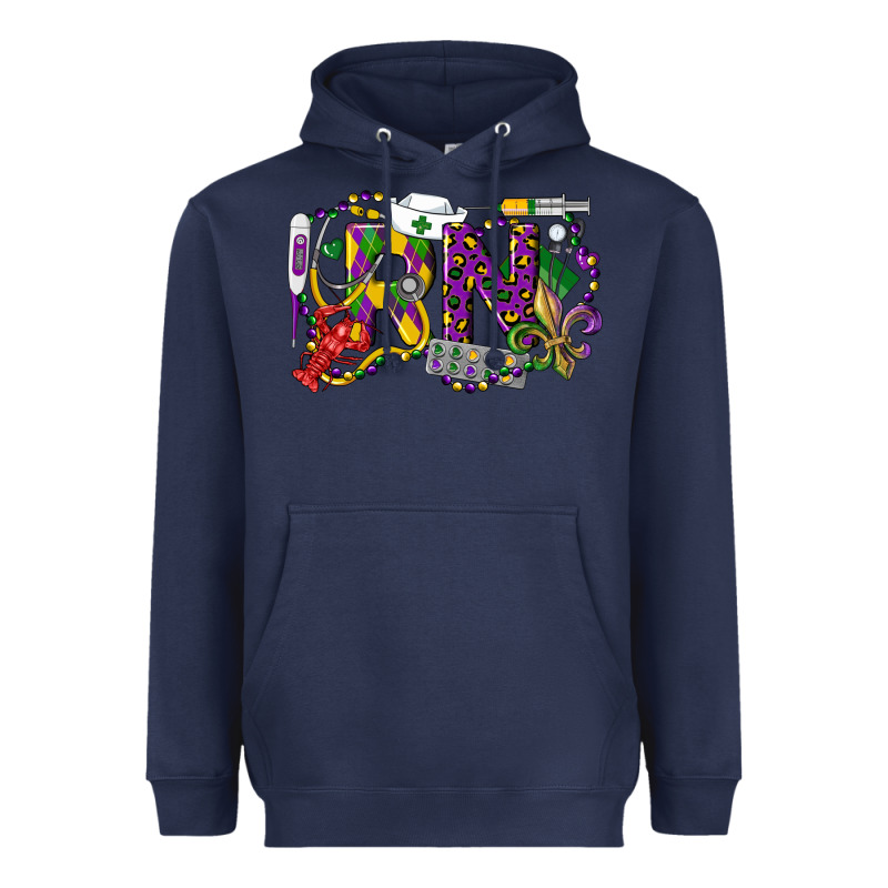 Rn Registered Nurse Mardi Gras Heavyweight Hoodie by LillyAllenDesigns | Teevron