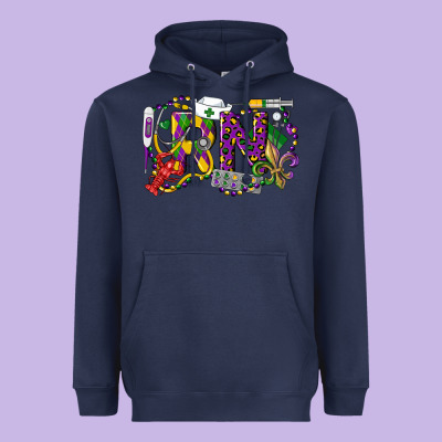 Rn Registered Nurse Mardi Gras Heavyweight Hoodie Designed By Lillyallendesigns
