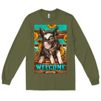 Army Green western pig garden Long Sleeve Tee - LillyAllenDesigns