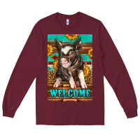 Burgundy western pig garden Long Sleeve Tee - LillyAllenDesigns
