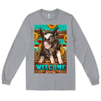 Heather Grey western pig garden Long Sleeve Tee - LillyAllenDesigns