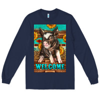 Navy western pig garden Long Sleeve Tee - LillyAllenDesigns