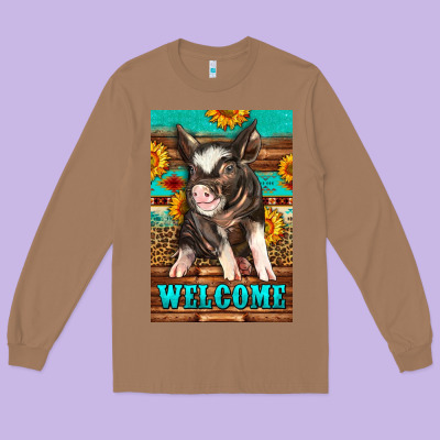 Western Pig Garden Long Sleeve Tee Designed By Lillyallendesigns