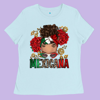 Ladies Tee Mexicana Latina messy bun