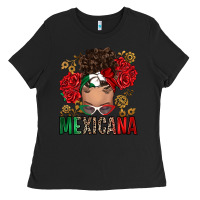 Black Mexicana Latina messy bun Ladies Tee - RanaPortraitStore