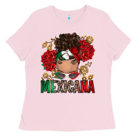 Bubblegum Pink Mexicana Latina messy bun Ladies Tee - RanaPortraitStore
