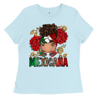 Baby Blue Mexicana Latina messy bun Ladies Tee - RanaPortraitStore