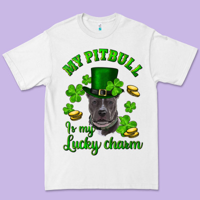 St Patricks Day My Pitbuli My Lucky Charm With Hat Premium Tee Designed By Ranaportraitstore