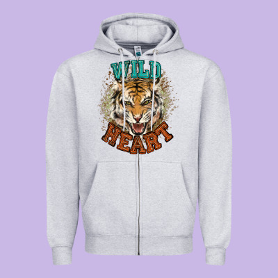 Wild Heart Tiger College Western Zipper Hoodie Designed By Nancycooperartshop