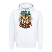 White wild heart tiger college western Zipper Hoodie - NancyCooperArtShop