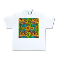 White sunflower and cactus seamless pattern Urban Heavy Tee - BundleAndBundleShop