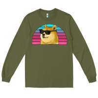 Army Green doge coin bitcoin hodl retro sunset Long Sleeve Tee - Jasminsmagicworld