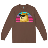Chestnut doge coin bitcoin hodl retro sunset Long Sleeve Tee - Jasminsmagicworld