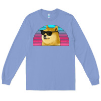 Colony Blue doge coin bitcoin hodl retro sunset Long Sleeve Tee - Jasminsmagicworld
