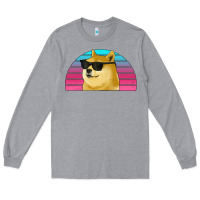 Heather Grey doge coin bitcoin hodl retro sunset Long Sleeve Tee - Jasminsmagicworld