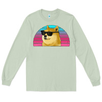 Matcha doge coin bitcoin hodl retro sunset Long Sleeve Tee - Jasminsmagicworld