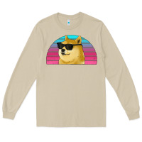 Mushroom doge coin bitcoin hodl retro sunset Long Sleeve Tee - Jasminsmagicworld