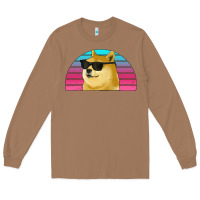 Toasted Coconut doge coin bitcoin hodl retro sunset Long Sleeve Tee - Jasminsmagicworld