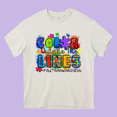 Color Outside The Lines Autism Awareness Heavy Core Tee Designed By Zillion Design Studio