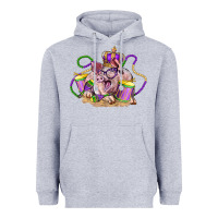 Heather Grey Mardi Gras pig Heavyweight Hoodie - LillyAllenDesigns