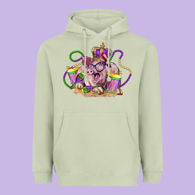 Mardi Gras Pig Heavyweight Hoodie Designed By Lillyallendesigns