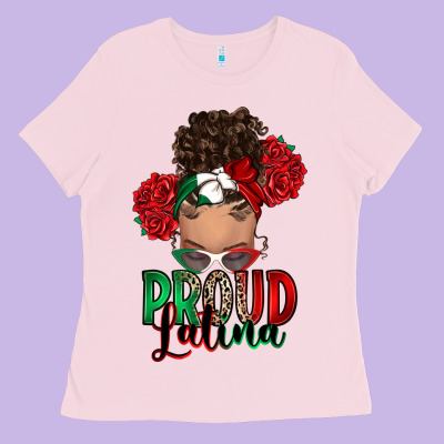 Ladies Tee Proud Latina messy bun