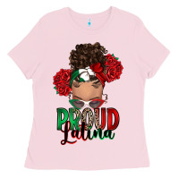 Bubblegum Pink Proud Latina messy bun Ladies Tee - RanaPortraitStore
