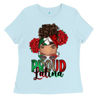 Baby Blue Proud Latina messy bun Ladies Tee - RanaPortraitStore