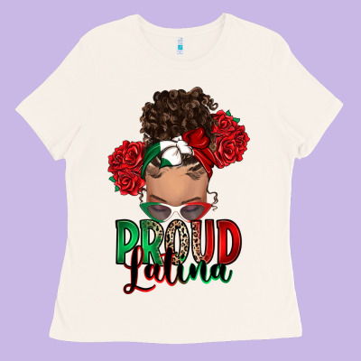 Ladies Tee Proud Latina messy bun