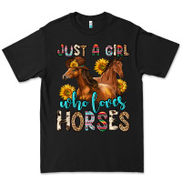 Black just a girl who loves horses Premium Tee - Zillion Design Studio