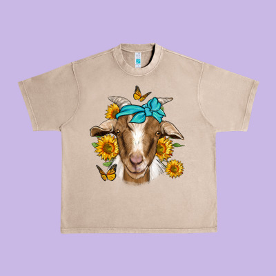 Sunflower Bandana Goat Urban Heavy Tee Designed By Jasminsmagicworld