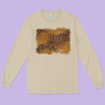 Leopard Background Long Sleeve Tee Designed By Barkaloodesign