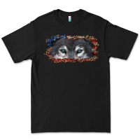 Black wolf eyes american flag Premium Tee - RanaPortraitStore