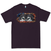 Plum wolf eyes american flag Premium Tee - RanaPortraitStore