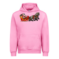 Fuchsia Pink santa riding his sleigh with gifts Urban Hoodie - CowGirlArtShop