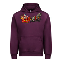 Mauve Wine santa riding his sleigh with gifts Urban Hoodie - CowGirlArtShop