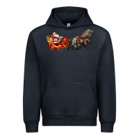 Navy santa riding his sleigh with gifts Urban Hoodie - CowGirlArtShop