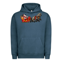 Pigment Midnight Navy santa riding his sleigh with gifts Urban Hoodie - CowGirlArtShop