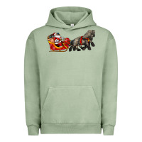 Pigment Oil Green santa riding his sleigh with gifts Urban Hoodie - CowGirlArtShop
