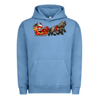 Pigment Pebble Blue santa riding his sleigh with gifts Urban Hoodie - CowGirlArtShop