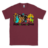 Burgundy peace love cross Classic Tee - AdoDesignShop