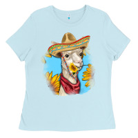 Baby Blue Sombrero Llama Ladies Tee - RanaPortraitStore