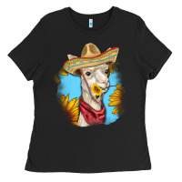 Black Sombrero Llama Ladies Tee - RanaPortraitStore