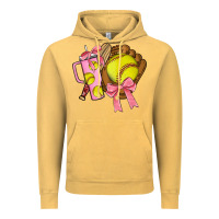 Vintage Mustard softball coquette bow Vintage Hoodie - JahusDesignShop