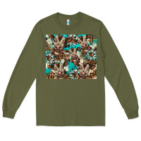 Army Green western cowhide sunflower baby cow Long Sleeve Tee - BarkalooDesign