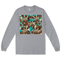 Heather Grey western cowhide sunflower baby cow Long Sleeve Tee - BarkalooDesign