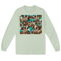 Matcha western cowhide sunflower baby cow Long Sleeve Tee - BarkalooDesign