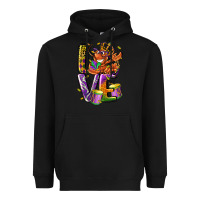 Black Mardi Gras love Heavyweight Hoodie - LillyAllenDesigns